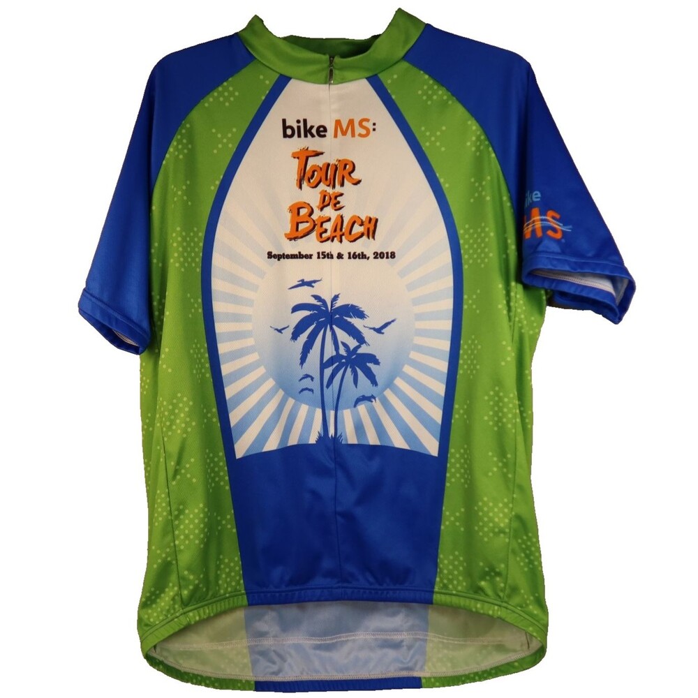 Vintage Primal 2018 Cycling Jersey Bike MS TOUR DE BEACH Size 2XL 3/4 Zip